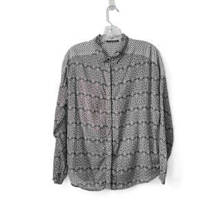 Scotch & Soda Le Tigre Noir Patterned Long Sleeve Button Up Shirt Size Small